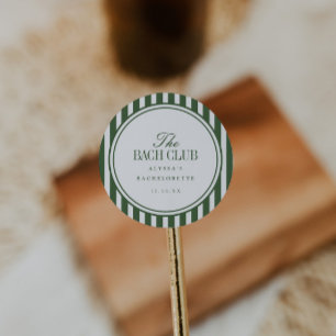 Minimale 'The Bach Club' gestreepte groene vrijgez Ronde Sticker