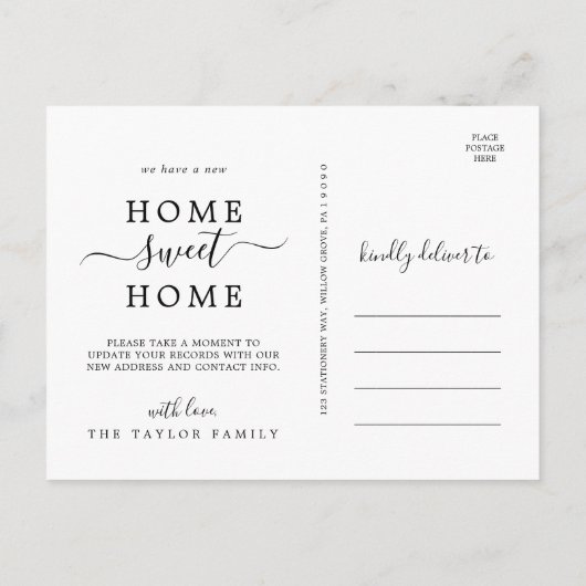 Minimale thuisbeweging aankondigingskaart (Achterkant)