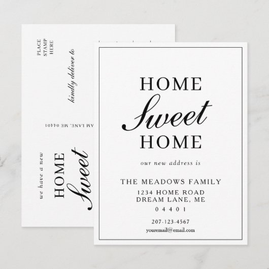 Minimale thuisbewegingsminimalistische legant aankondigingskaart (Voorkant / Achterkant)