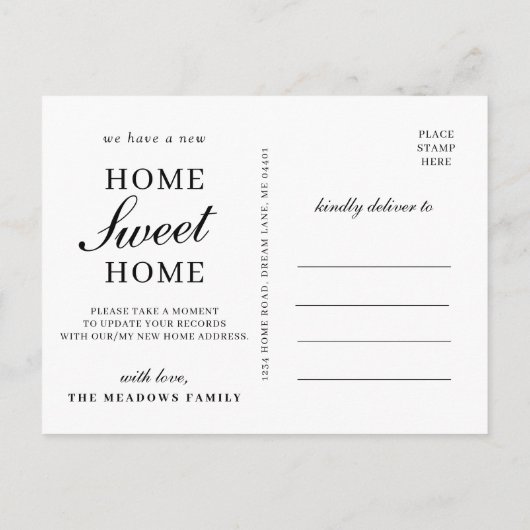 Minimale thuisbewegingsminimalistische legant aankondigingskaart (Achterkant)