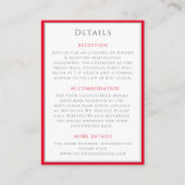 Minimale tijdloze elegante kersenrood bruiloft det informatiekaartje (Voorkant)