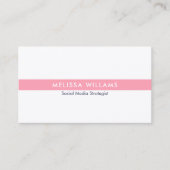 Minimale tintelroze strepen op wit visitekaartje (Voorkant)