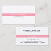 Minimale tintelroze strepen op wit visitekaartje (Voorkant / Achterkant)