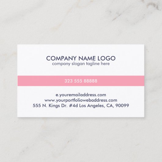 Minimale tintelroze strepen op wit visitekaartje (Achterkant)