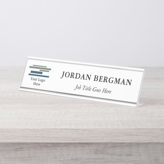 Minimale titel wit uw Logo Bureau Naambordje (Voorkant)