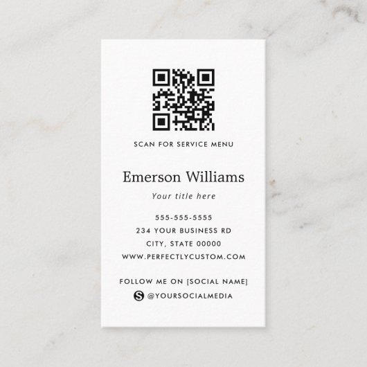 Minimale toevoeging van logo sociale media pictogr visitekaartje (Voorkant)