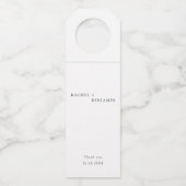 Minimale traditionele eenvoudige zwarte bruiloft flessenhanger (Voorkant)