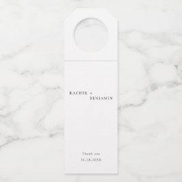 Minimale traditionele eenvoudige zwarte bruiloft flessenhanger