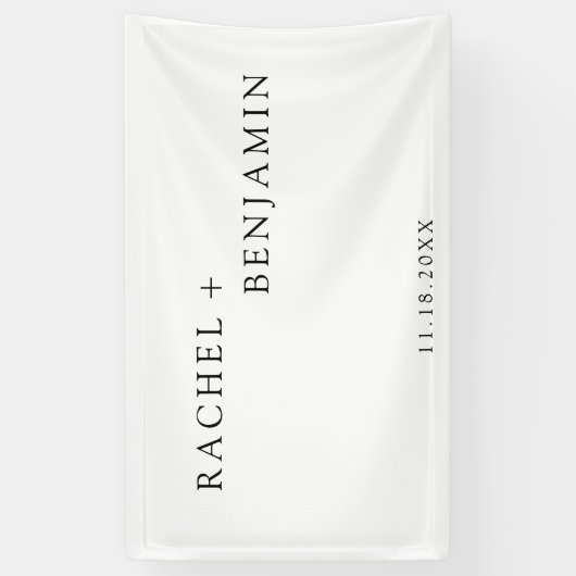 Minimale traditionele eenvoudige zwarte bruiloft spandoek (Verticaal)