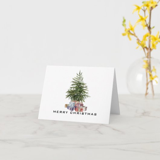 Minimale traditionele kerstboom, pretkerst kaart (Gele Bloem)