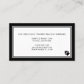 Minimale trainer voor zwart-wit dog Silhouette Dog Visitekaartje (Achterkant)