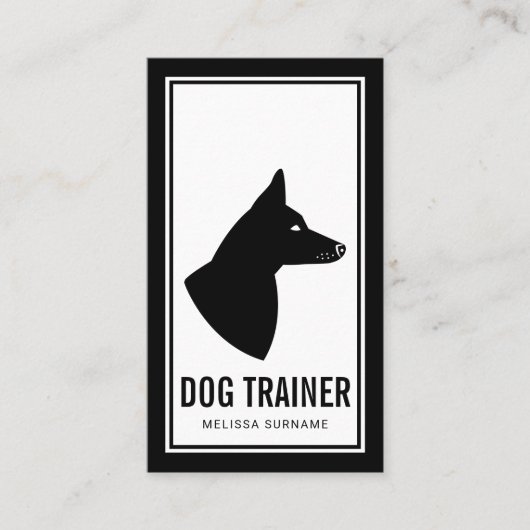 Minimale trainer voor zwart-wit dog Silhouette Dog Visitekaartje (Voorkant)