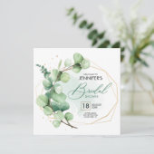 Minimale trendmatige eucalyptusgrienery-vrijgezell kaart (Staand voorkant)