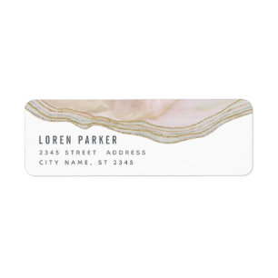 Minimale trendy blush roze marmer agate etiket