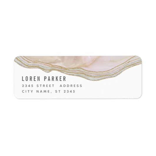 Minimale trendy blush roze marmer agate etiket (Voorkant)