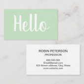 Minimale trendy bold pastelgroene visitekaartjes (Voorkant / Achterkant)