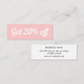 Minimale trendy eenvoudige pastelroze kaart mini visitekaartje (Voorkant / Achterkant)