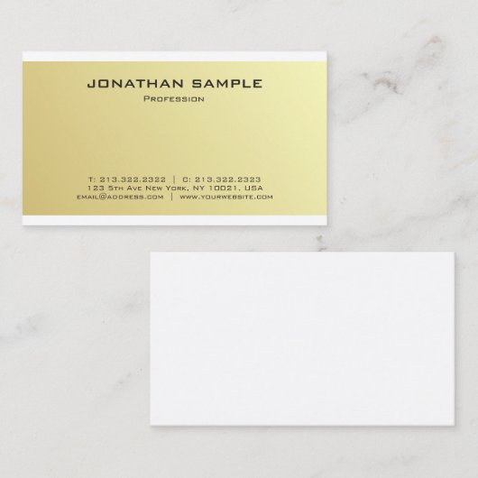 Minimale Trendy Elegant Gold Design Luxury Visitekaartje (Voorkant / Achterkant)