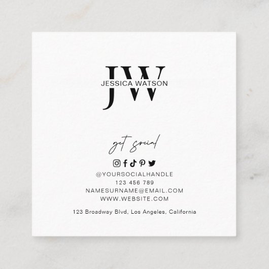 Minimale Trendy Full Photo Simple Fotografie Vierkante Visitekaartje (Achterkant)