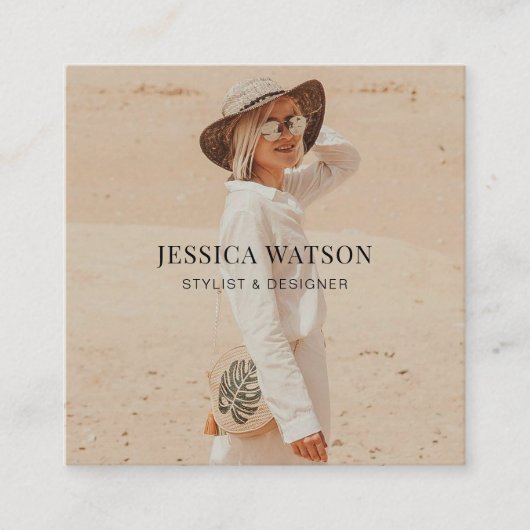 Minimale Trendy Full Photo Simple Fotografie Vierkante Visitekaartje (Voorkant)