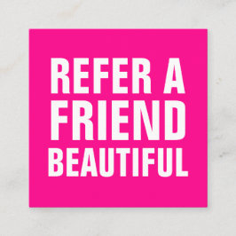 Minimale trendy verwijst een vriend naar roze mode aanbevelingskaartje