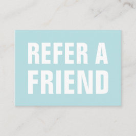 Minimale trendy verwijst naar een vriend pastelbla aanbevelingskaartje