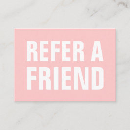 Minimale trendy verwijst naar een vriend pastelroz aanbevelingskaartje