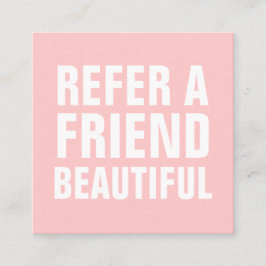 Minimale trendy verwijst naar een vriend pastelroz aanbevelingskaartje