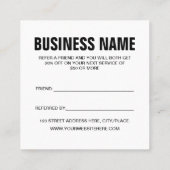 Minimale trendy verwijzen naar een vriend zwart-wi aanbevelingskaartje (Achterkant)