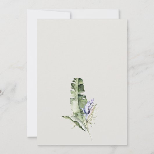 Minimale tropische bladblauw-Floral-fotobruiloft Bedankkaart (Achterkant)