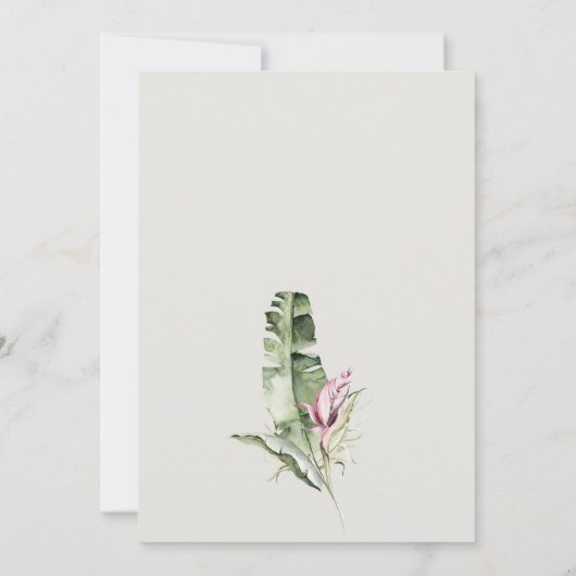 Minimale tropische bladroze Baby shower Kaart (Achterkant)