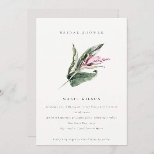 Minimale tropische bladroze Vrijgezellenfeest Kaart (Voorkant / Achterkant)