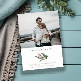 Minimale tropische luiroze Floral foto's bruiloft Bedankkaart