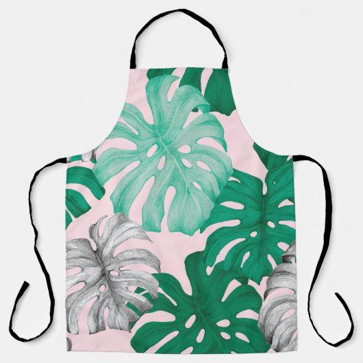Minimale Tropische Monstera Duo-Tone Schort (Voorkant)