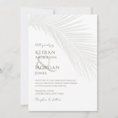 Minimale tropische palm Leaf Boho Beach Wedding Kaart (Voorkant)