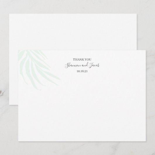 Minimale Tropische Palmbladeren Bedankkaart (Voorkant / Achterkant)