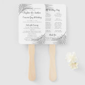 Minimale Tropische Silver Palm Leaf Wedding Progra Handwaaier (Voorkant en achterkant)