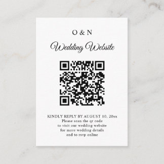 Minimale trouw-QR-code RSVP zwart-wit Informatiekaartje