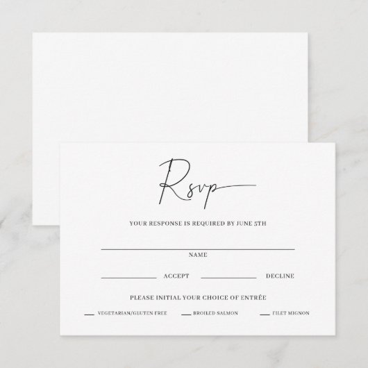 Minimale trouw RSVP kaart (Voorkant / Achterkant)