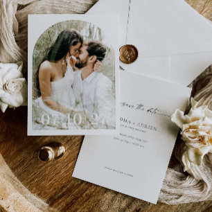 Minimale Trouwboog Save The Date Fotokaart