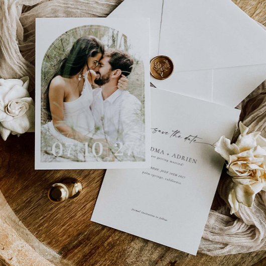 Minimale Trouwboog Save The Date Fotokaart