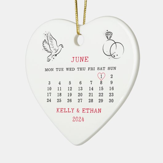 Minimale trouwdatum getrouwd 2024 keramisch ornament (Links)