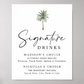 Minimale trouwdrankjes bord met palmboom poster (Voorkant)