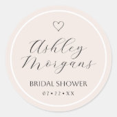 Minimale trouwfeestfavor sticker | Blush schrift (Voorkant)