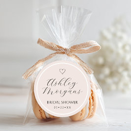 Minimale trouwfeestfavor sticker | Blush schrift