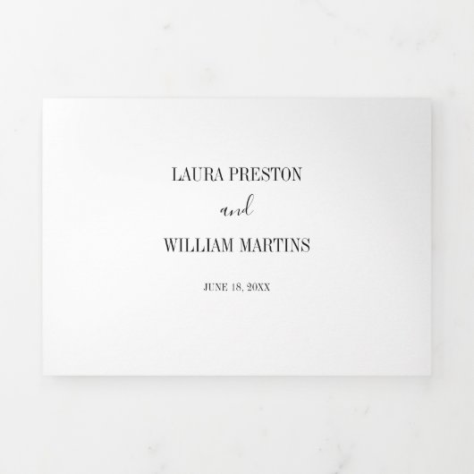 Minimale trouwfoto met RSVP en details Drieluik Uitnodiging (Cover)