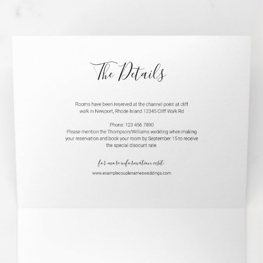 Minimale trouwfoto met RSVP en details Drieluik Uitnodiging (Binnenzijde eerst)