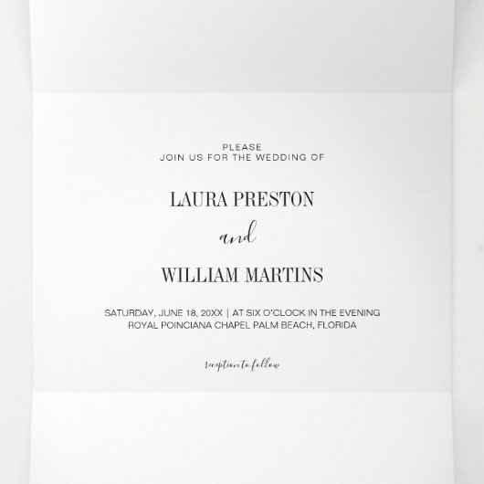 Minimale trouwfoto met RSVP en details Drieluik Uitnodiging (Binnenkant midden)