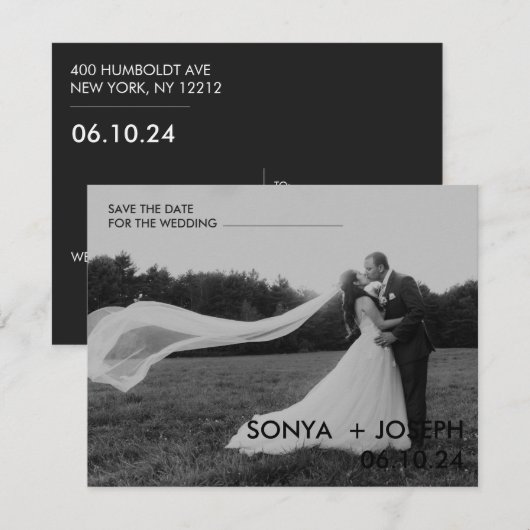 Minimale trouwfoto save the date-kaarten (Voorkant / Achterkant)