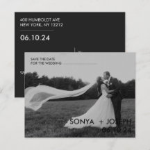 Minimale trouwfoto save the date-kaarten